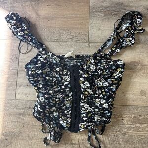 Meraki Black Floral Blouse